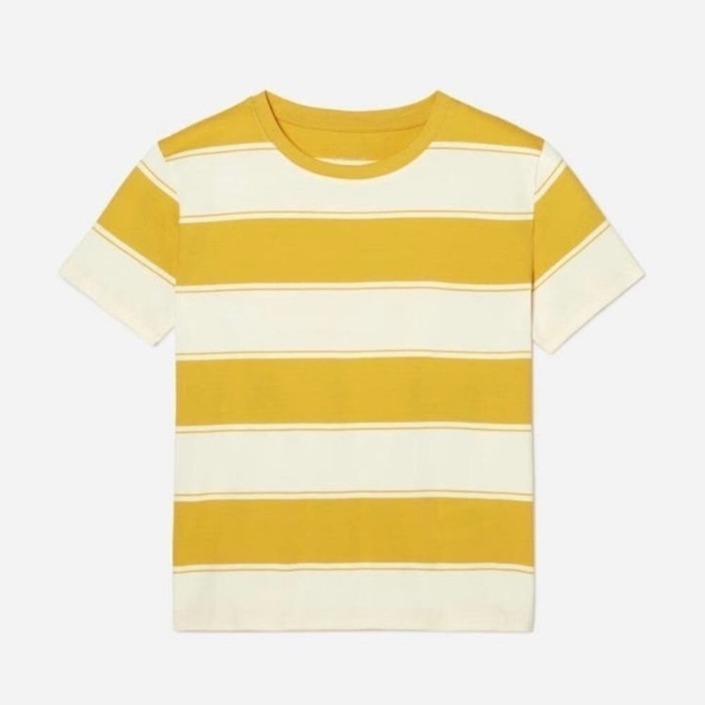 Everlane Organic Cotton Box-Cut Tee Yellow Stripe Sz. XXXL - Picture 2 of 11